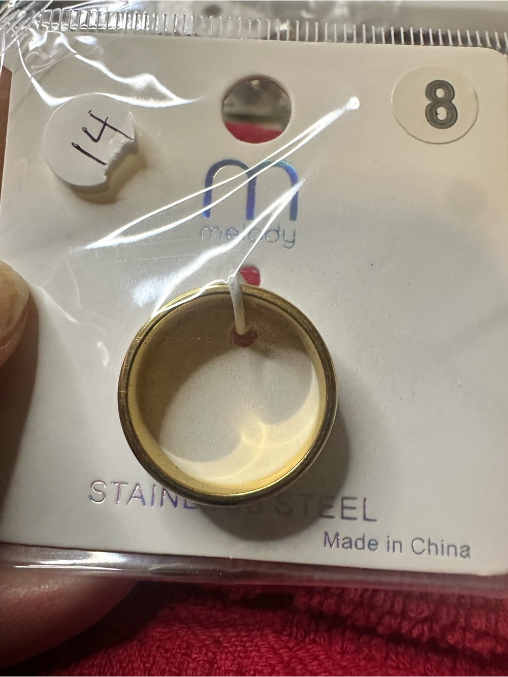 Melody Gold Stainless Steel Women's Band Ring - Size 8